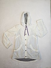 Diesel Windbreaker Hooded Jacket Women's Small Button Coat White picture