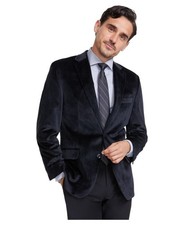 Michael Kors Mens Classic fit Vevlet Sport Coat Blazer 42 S Black Solid picture