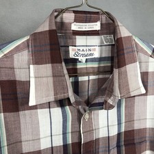 Vintage Early 90’s Men’s XL Button Up Main Stream Raspberry Plaid Short Sleeve picture