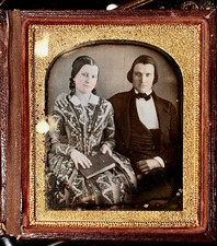  Daguerreotype of a Pretty Young Couple, Nicely Tinted Full Case Swans picture