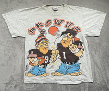 Vintage Cleveland Browns Shirt Mens Large NFL Football Tultex Flintstones 90s picture