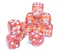 New Set of 10 Translucent Rounded Corner 16mm Dice - 5/8