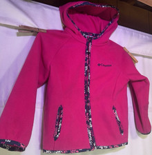 Columbia Girls 4T Benton Springs II Hooded Fleece Jacket Pink Leopard WC6780 picture