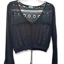 Abbeline Black Boho Blouse Top picture