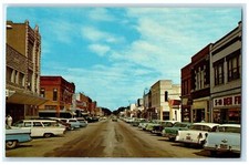 c1950 Broadway Street Classic Cars Buildings Stores Monett Missouri MO Postcard picture