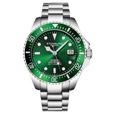 Stuhrling 4048 2 Automatic Depthmaster Diver Date Green Mens Watch picture