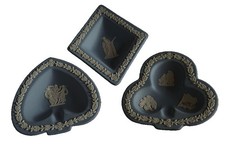 Vintage Wedgwood Blue Jasperware, Set of 3 Card Suit dishes picture