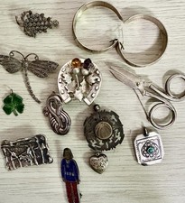 Vintage sterling Navajo Taxco enamel Scottish Marcasite jewelry collection picture