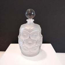 Vintage Chamart France Indented Orb Frosted Glass Perfume Bottle 6