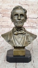 SIGNED VINTAGE  ARRIETA PRESIDENT ABRAHAM LINCOLN BUST GENUINE BRONZE SCULPTURE picture