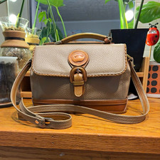 Vintage Dooney & Bourke AWL Buckle Flap Satchel Taupe British Tan Crossbody picture