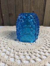 Vintage Fenton Glass Colonial Blue Hobnail Fairy Lamp Shade (Top Only) picture