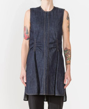 Carven Flared Denim Dress Women 40 EUC $390 Sleeveless Scoop Neck Pocket Cotton picture
