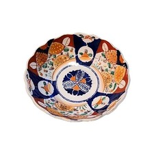 Antique 1860s-1890s Japanese Imari Bowl, Scalloped Edge Hand Painted picture