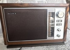 Vintage Sony ICF-9580W AM FM Wood Cabinet Tabletop Radio - New Open Box Tested picture