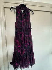 Diane Von Furstenberg Black & Magenta patterb Sleeveless Midi Dress picture