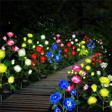 2/4PACK Solar Power Rose Flower Lights Outdoor Garden Landscape Yard Lamp Decor picture