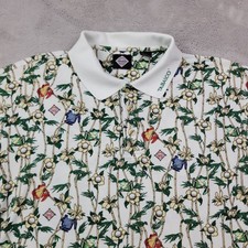 Vintage Tabasco Polo Shirt Mens XL White All Over Print Golf 90s Botanical picture
