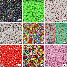 BeadTin 7mm Coin/Disc Alpha Plastic Beads - Heart Design (250pcs) - Style choice picture