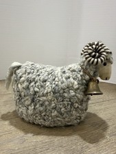Vintage Makowianka Polish Folk Art Wool Sheep Ram Figural Door Stop picture