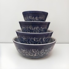 🔥Pyrex Vintage Colonial Mist Mixing Nesting 4 Bowl Set HTF ALL BLUE 💥  picture
