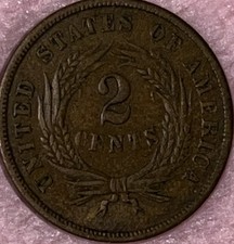 1864 Two Cent Piece, Attractive, Chocolate-Brown specimen. picture