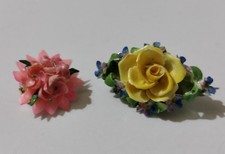 Vintage 1946-58 Crown Chinacraft Floral Brooch 1 Of 2 Made Of Fine Bone China picture