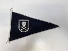vintage 1950s Jolly Roger Pennant FLAG Pirate Skull & Crossbones Black Red White picture