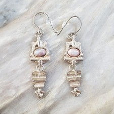 Vintage Juhls Norway 925S Sterling Silver Thulite Dangle Hook Earrings picture