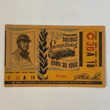 1950 Indianapolis 500 Indy 500 Press Ticket Bill Holland 34th International picture