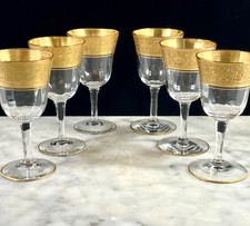 Vtg Optic Tiffin Franciscan 22kt Gold Rim Cordial Glasses Set Of 6 MCM picture