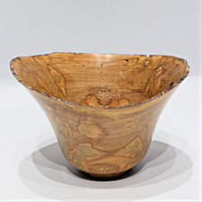 Vintage Jon Frey Hand Turned Ambrosia Maple Wooden Bowl Vessel Rustic 7
