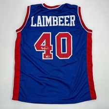 Facsimile Autographed Bill Laimbeer Detroit Blue Jersey Size Men's XL picture
