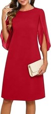oten Women's Cocktail Dresses Elegant Flutter Chiffon Sleeve Midi Formal Wedding picture