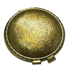 Vintage Style Brass Lighter Compact Round Mechanical Gasoline Retro Collectible picture