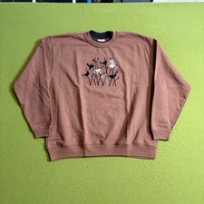 VTG Morning Sun Top Stitch Brown Bird Embroidered Sweatshirt 3X Chickadee Nature picture