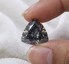 2 CT Trillion Cut, Fancy Grey Color VVS1 Clarity Diamond 8x8 MM Gemstone+ Gift picture