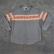 Vtg Roper Western Ranch Aztec Rodeo Button Long Sleeve Shirt Large picture