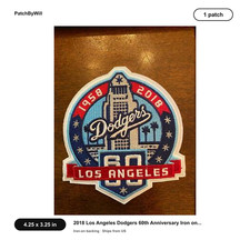 2018 Los Angeles Dodgers 60th Anniversary Iron on Patch - 4.25