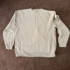 VINTAGE MENS PALE GREEN CREW NECK SWEATER LARGE 45 YEARS OLD picture