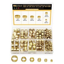 228PCS Brass Compression Ferrules Kit 6 Sizes for Air Brake Hose Tubing picture