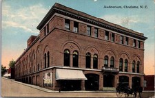 Charlotte NC North Carolina Auditorium Horse Wagon Postcard picture