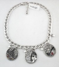 BRIGHTON Necklace FASHIONISTA City Chic Chunky SILVER Pendant w Swarovski $76 picture