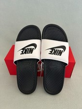 NWT Nike Benassi JDI Mens Slides Sandal Size 8-12 Black White New 343880-090 picture
