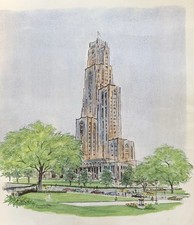 1972 J. Howard Miller Cathedral of Learning Pittsburgh Signed Color Reproduction picture