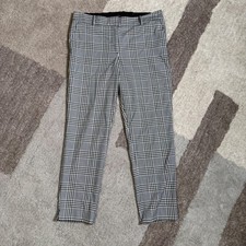 Talbots Hampshire Ankle Pants 8P Womens Black White Glen Plaid Trousers Stretch picture