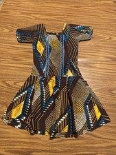Handmade Girls Ankara African Print Skater Dress Size 6X 7 Flared A-Line Wax picture