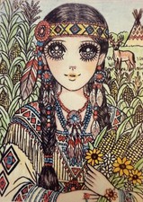 ACEO Photo PRINT#1 Big Starry Eyed American Lakota/ Sioux Indian in Cornfield  picture