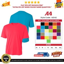 A4 Mens 100% Polyester Short Sleeve Cooling Performance Stylish Tshirt - N3142 picture