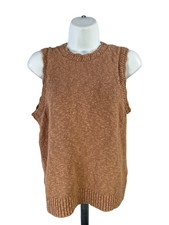 J.Crew Women's Brown Slub Sleeveless Sweater Tank Top - L picture